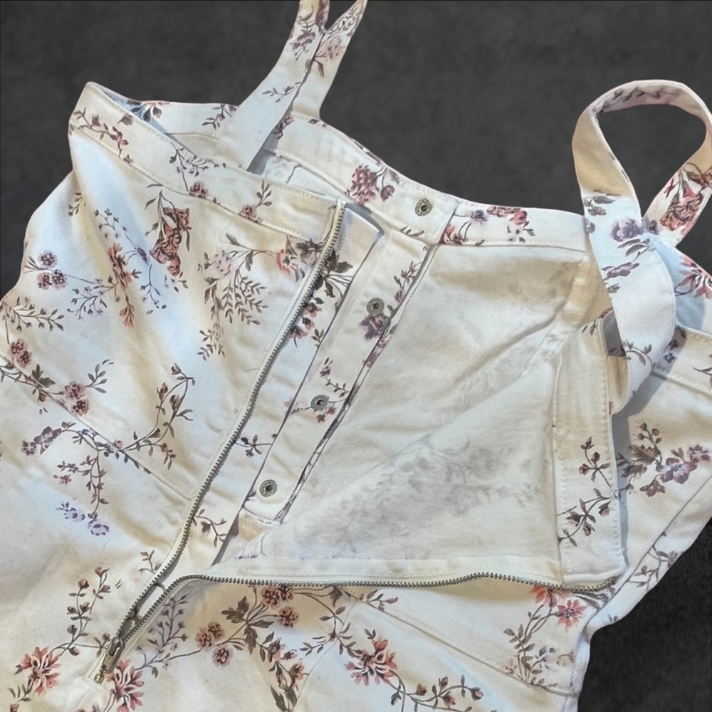No Boundaries Overall Dress Floral White Denim 2XX/19 - Picture 3 of 16